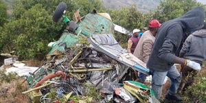 Wreckage of a plane which crashed in Marsabit County on Saturday, March 20