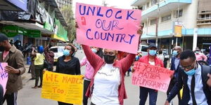 Protestors in the Nairobi Central Business District on Wednesday, March 31