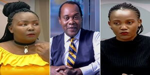 Left to right: Lorna Jerop who worked in Saudi Arabia, Citizen TV anchor Jeff Koinange and Faith Murunga, a torture survivor.