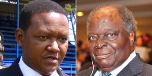 Machakos Governor Alfred Mutua (left) and former President Mwai Kibaki