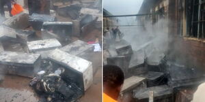 A razed dormitory at Kairi Boys High School in Gatundu North