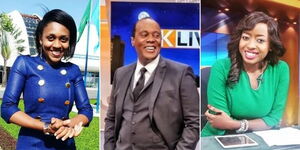 Former KTN News anchor Joy Doreen Biira (left), Citizen TV anchor Jeff Koinange (Center) and his former colleague Jacque Maribe.