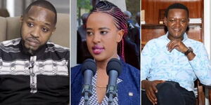 From left; Political activist Boniface Mwangi, former Machakos first lady Lilian Ng'ang'a and Machakos governor Alfred Mutua.