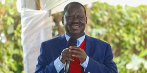 Former Prime Minister Raila Odinga speaking at a meeting in Muranga County on August 12, 2021.