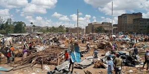 A file image of the aftermath of demolitions in Kariobangi on May 3, 2020.