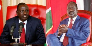 A collage of Deputy President William Ruto and ODM party leader Raila Odinga.