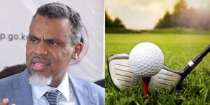 A collage of DPP Noordin Haji (Left) and Golf ball and stick (Right)