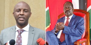 A collage of Muranga Senator Irungu Kang'ata (left) and Former Prime Minister Raila Odinga (right)