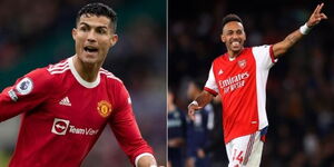 A collage of Manchester United forward Christiano Ronaldo(right) and Arsenal captain Pierre-Emerick Aubameyang (left)