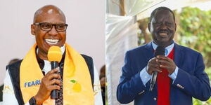 A collage of Businessman Jimi Wanjigi (left) and ODM party leader Raila Odinga (right)