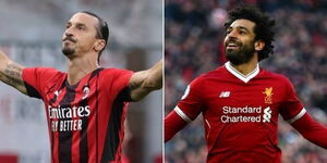 A collage of AC Milan forward Zlatan Ibrahimovic and Liverpool forward Mohamed Salah