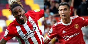 A collage of Brentford forward Ivan Toney (left) and Manchester United forward Christiano Ronaldo (right)
