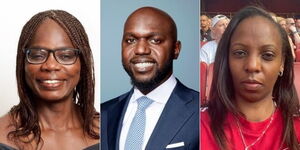 A collage of Prof. Phoebe Okowa (Left), CNN Journalist Larry Madowo (Center), and Arsenal Chef Bernice Kariuki (Right).