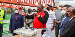 President Uhuru Kenyatta inspecting the construction of the Nairobi Expressway on December 23, 2021.