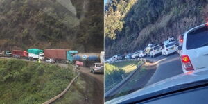 A collage of Traffic snarl-up experienced along Nairobi - Nakuru Highway on December 24, 2021.