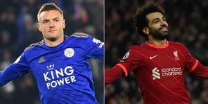 A collage of Leicester City forward Jamie Vardy (Left) and Liverpool's Mohamed Salah (Right).