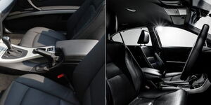 A collage of interiors of a car.