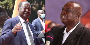 Former Prime Minister Raila Odinga (Left) and EALA MP Oburu Odinga (Right).