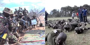 A collage image of Kenya Defence Forces (KDF) cadets undergoing field training exercises.