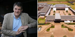 A collage image of Stephen Jennings (Left)  and Crawford International that is based in Tatu City (Right).