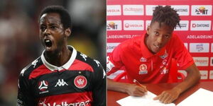 A collage image of Kenyan footballer Bruce Kamau.