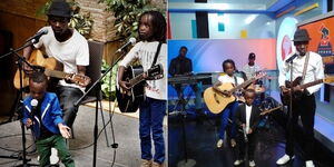 A collage image of Wahenga Wenyeji band during a past musical performance.