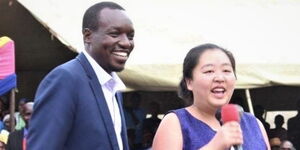 Dagoretti North MP Simba Arati together with his wife at a past event.