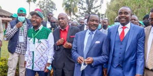 From Left: Bungoma Senator Moses Wetangula, Senator Gideon Moi, Wiper leader Kalonzo Musyoka and Kakamega Senator Cleophas Malala at a past event.