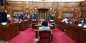 Members of the National Assembly Committee on appointments during the vetting of Environment CS nominee Soipan Tuya. 