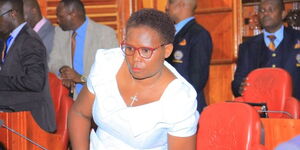 Meru Governor Kawira Mwangaza appears before the Senate Select Committee during her impeachment motion. 