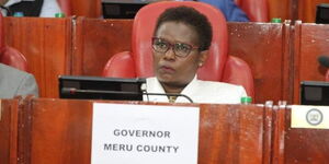 Meru Governor Kawira Mwangaza follows the proceedi9ngs of her impeachment case on December 29, 2022. 