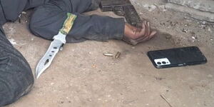 The body of the suspect gunned down in an exchange with police officers on January 4, 2023. 