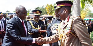 President William Ruto arriving for the pass ou paradae held on January 10, 2023.