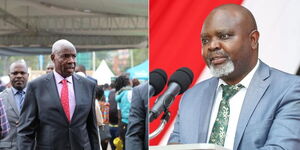 A photo collage of Education Cabinet Secretary Ezekiel Machogu (left) and Senate Deputy Speaker Kathuri Murungi. 