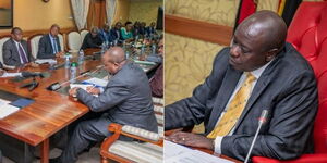 A collage of KTDA Directors (left) meeting with Deputy President Rigathi Gachagua (right) on January 16, 2023.
