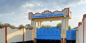 A photo of Nyambaria High School's main gate in Nyamira County. 