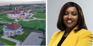 A collage of  Nakuru Governors mansion (left) and the image of Governor Susan Kihika (right) 