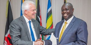 An image of The Church of Christ of Latter-Day Saints President Russel Ballard (left) and Deputy President Rigathi Gachagua(right)