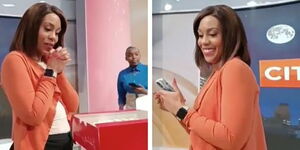 A collage of Citizen TVs anchor Victoria Rubadiri during her birthday surprise on January 28. 2023