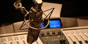 An image of  a radio mic in a studio