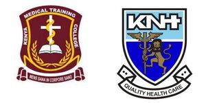 A photo collage of KMTC logo (left) and KNH logo (right)