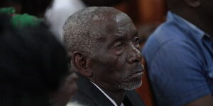 WQillie Kimani's father Paul Kinuthia follows court proceedings during the sentencing of the Mavoko Three suspects on February 3, 2023 at the Milimani Law Courts in Nairobi. 
