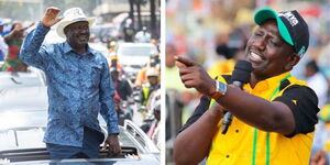 A photo collage of Azimio leader Raila Odinga(left) and President William Ruto (right)