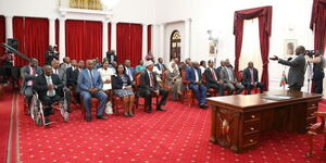 President William Ruto meeting 32 Jubilee MPs in State House on February 8, 2023