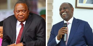 A photo collage of former President Uhuru Kenyatta (left) and President William Ruto (right)