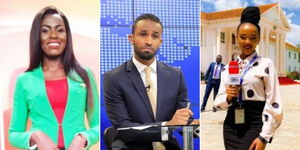 A photo collage of Citizen TV Reporter Serfine Achieng, Ayub Abdikadir and Liz Jackson of  SPM Buzz. 