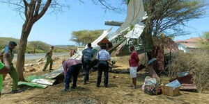 A photo from the scene where a light aircraft carrying two men crashed on February 26, 2023. 