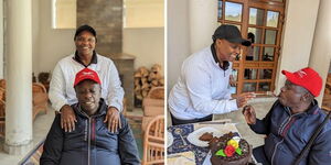 A photo colage of Deputy President Rigathi Gachagua and his wife Pastor Dorcas celebrating the former's birthday on February 28, 2023. 