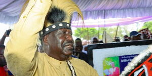 Former Prime Minister Raila Odinga pays his last respect for Chairman of Luo Council of Elders Jaduong Ker Willis Opiyo Otondi. 