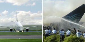 A photo collage plane crash from a past accident scene. 
